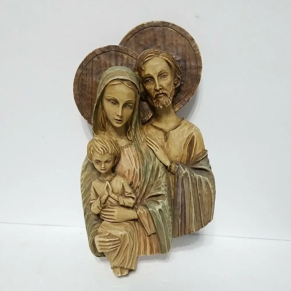Holy Family Roman Italy Jesus Mary & Joseph 3-D Wall Hanging Plaque Christianity